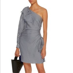 ZIMMERMANN Maples Bow One Shoulder Striped Mini